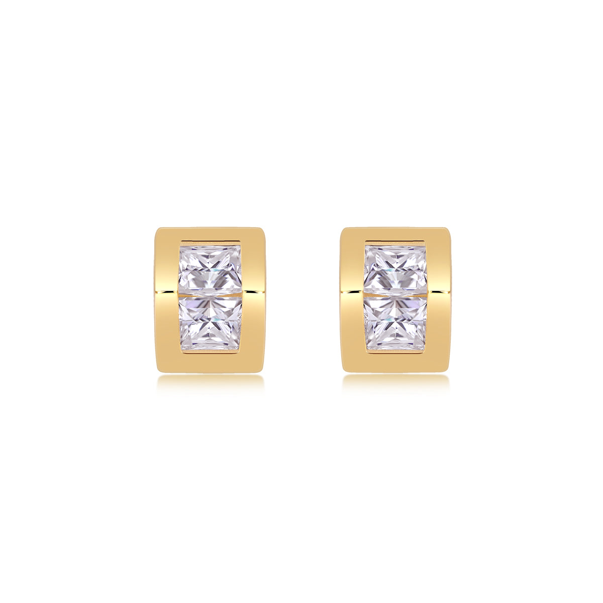 Exclusive - Top-quality Moissanite Luxury And Fashionable Light Luxury Jewelry Silver Stud Earrings S925 Silver Electroplated Gold