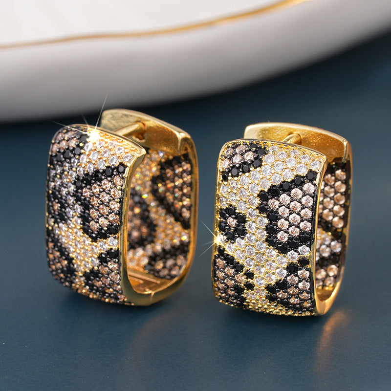 Leopard-print Earrings With Dual-tone Plated Ear Clips
