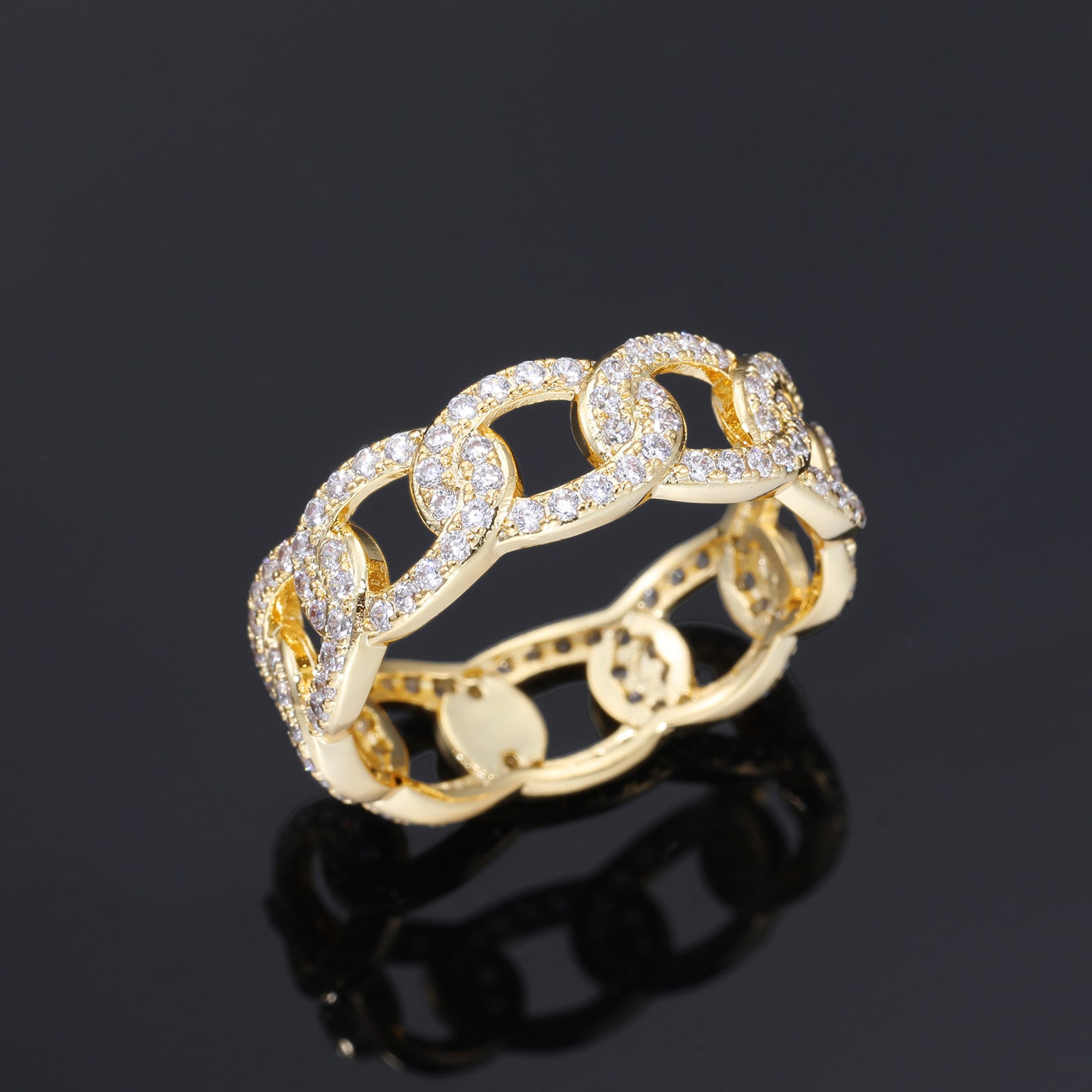 Jurchen Gold-plated Diamond-studded Chain Ring