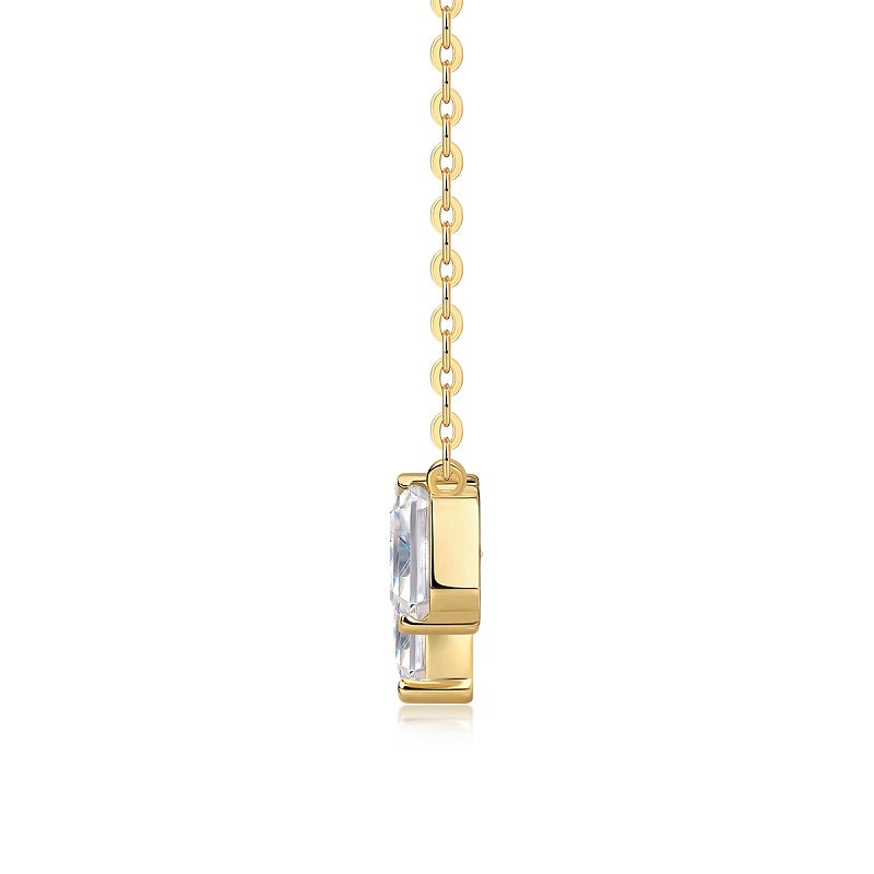 Double Diamond Shadow - A Fashionable And Trendy Necklace Pendant Set With Top-quality Moissanite S925 In Silver And Gold-plated. It Can Be Tested With A Diamond Pen