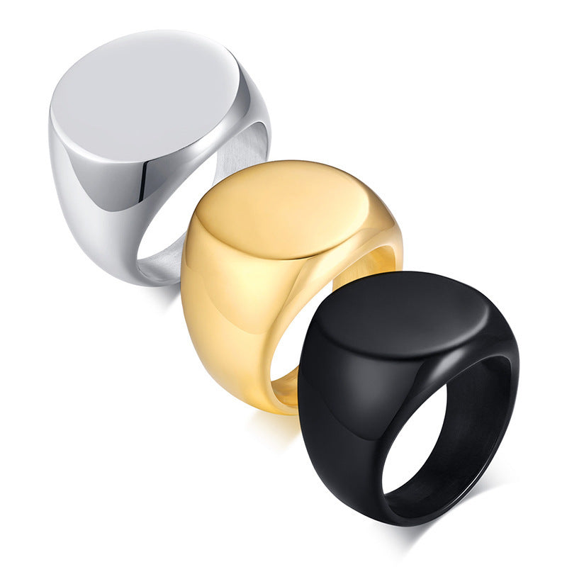 Stainless Steel Nude Round Ring Black Gold