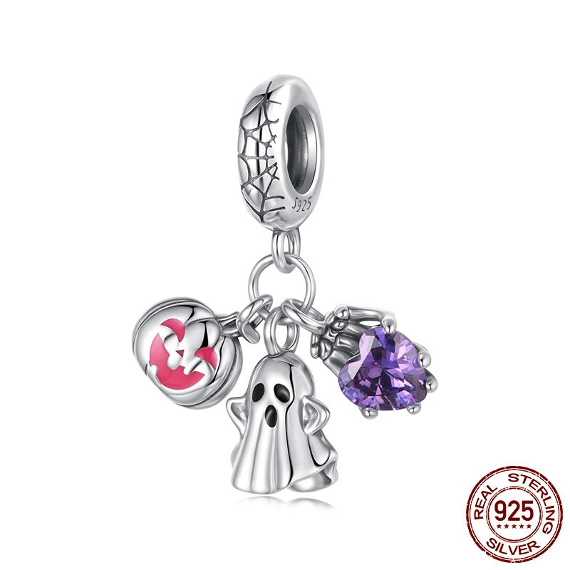 Halloween Ghost Three-in-One Pendant Parts Sterling Silver Beads