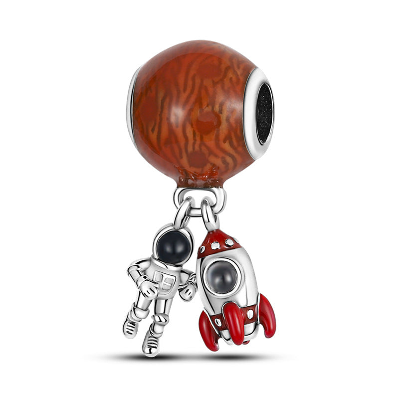 Cupronickel Ornament Astronaut Mars Rocket Astronaut Beaded