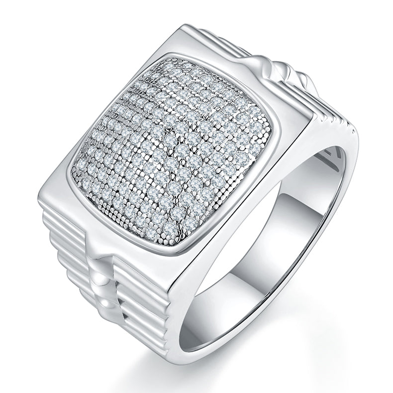 Men's Luxury And Fashionable Light Luxury Jewelry Silver Ring S925 Silver-plated Platinum Set With Top-quality Moissanite