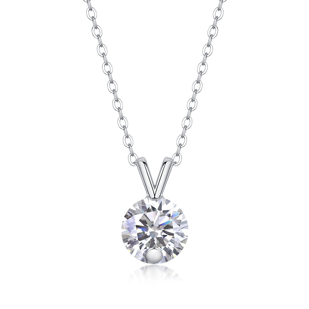 Diamond V-Chain - Set With Top-quality Moissanite Fashionable Light Luxury Jewelry Silver Pendant Necklace S925 Silver Plated Platinum