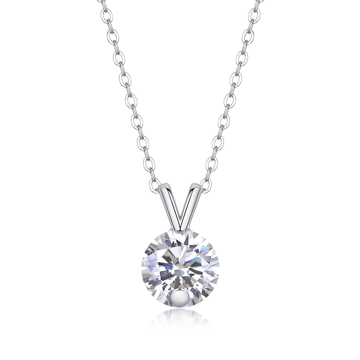Diamond V-Chain - Set With Top-quality Moissanite Fashionable Light Luxury Jewelry Silver Pendant Necklace S925 Silver Plated Platinum