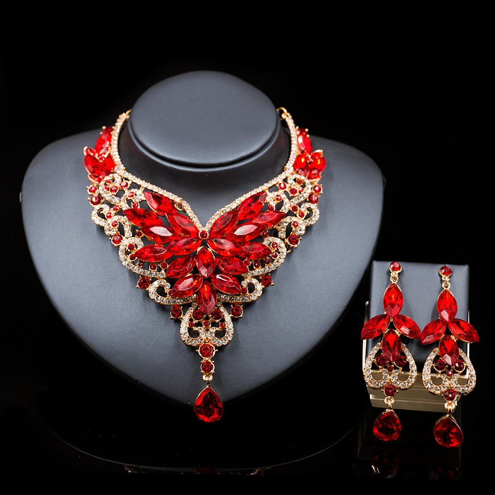 Speed selling explosion, African, European and American color exaggerated bride necklace earrings set of alloy manufacturers