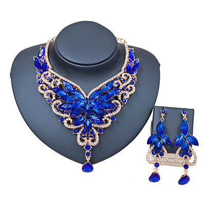 Speed selling explosion, African, European and American color exaggerated bride necklace earrings set of alloy manufacturers
