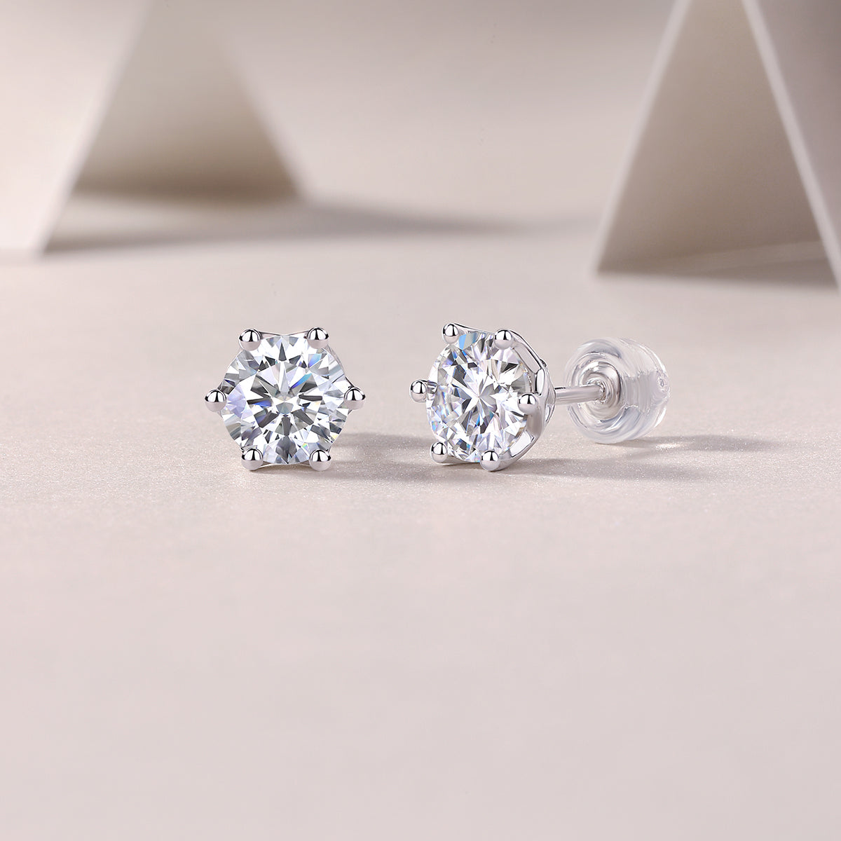 Prosperity - Earrings Set With Top-quality Moissanite S925 Silver And Platinum-plated Stud Earrings, A Fashionable And Trendy Accessory, Can Be Tested With A Diamond Pen