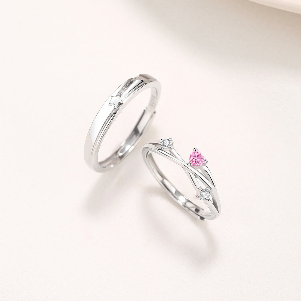 S925 Silver Ring For Women  Versatile Heart Shaped Diamond Band