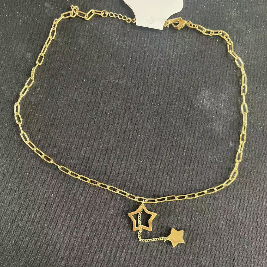 Stainless Steel Geometric Pentagram Chain Necklace