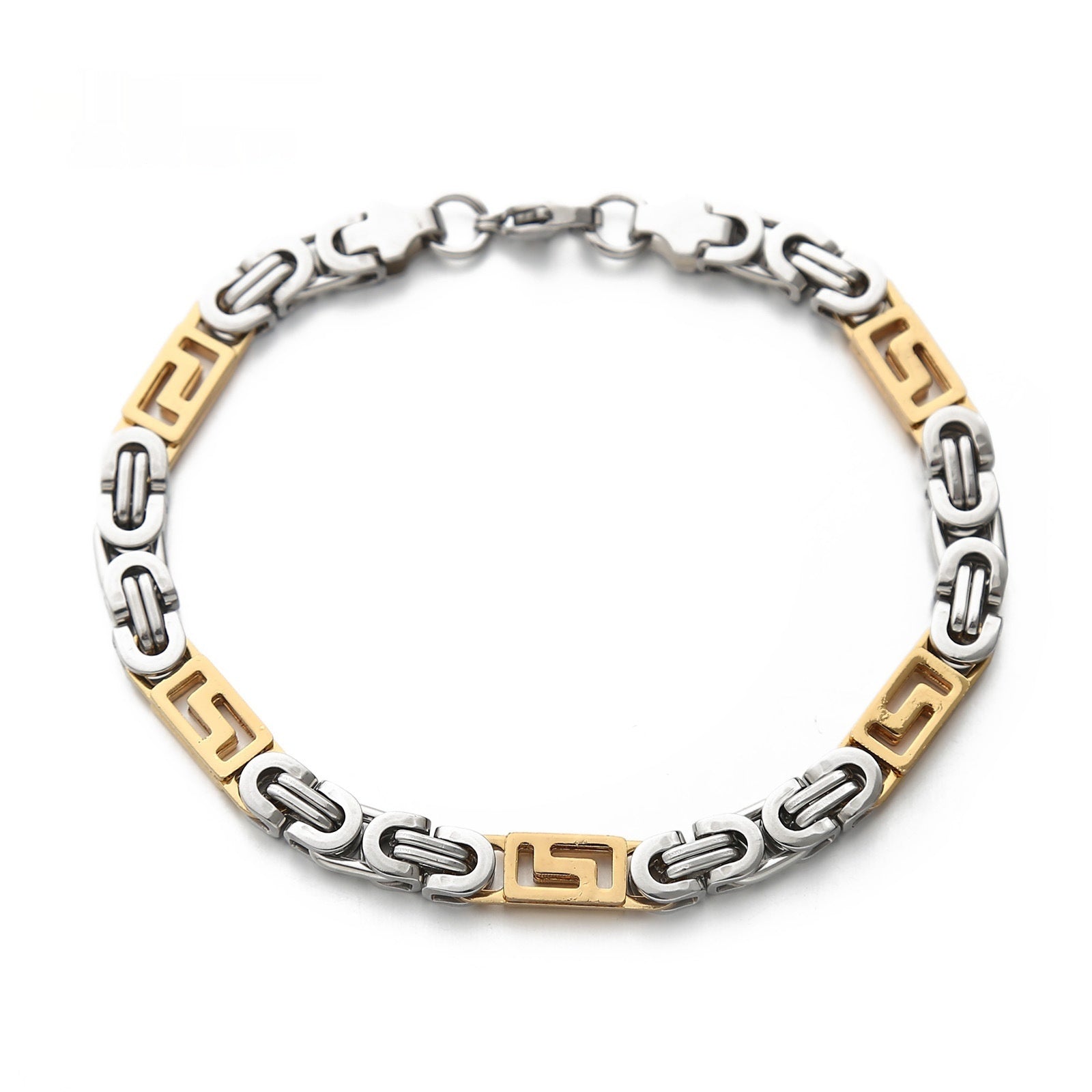 Mens Handmade Single-Link Stainless Steel Titanium Steel Bracelet