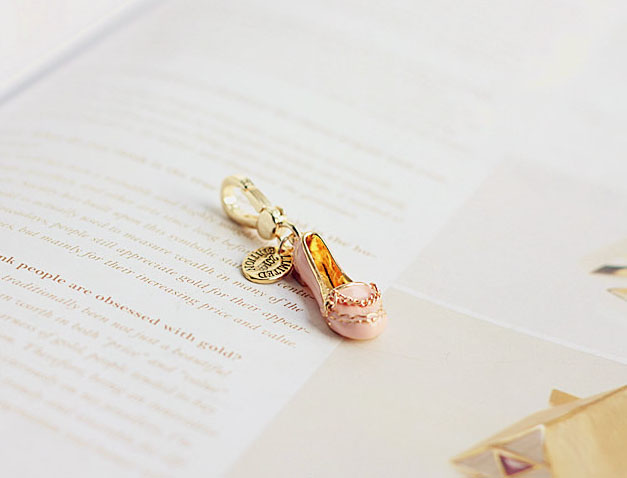 Sweet, Lovely And Delicate Flat Shoes Diamond Necklace Pendant Bag Chain Keychain Charm