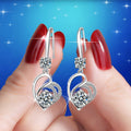 Womens Korean-style Delicate Heart-shaped Midi Earrings