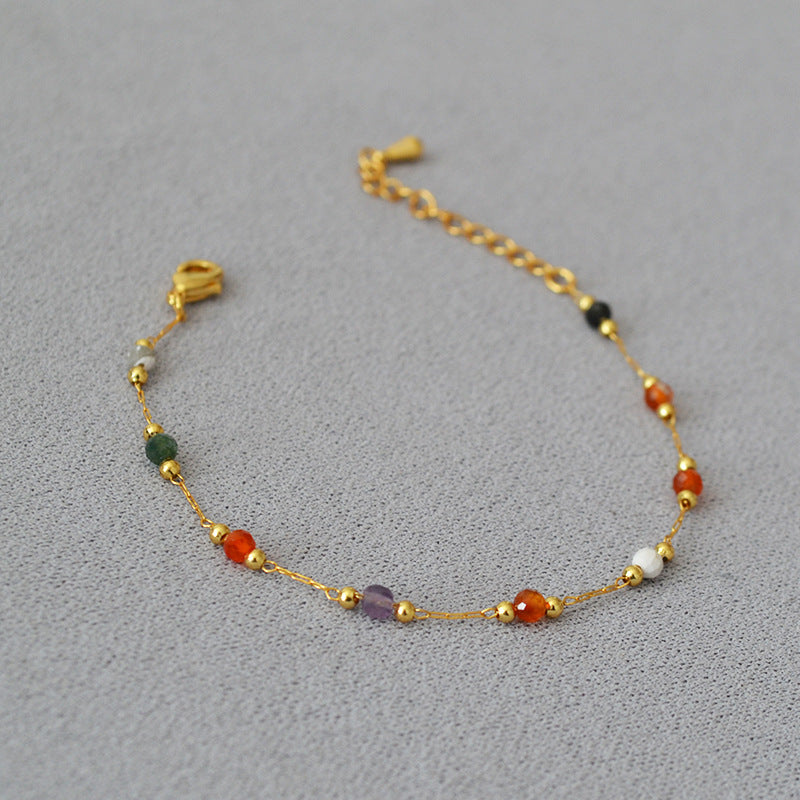 French-style Niche Vintage Refined Chic Minimalist Real Stone Bead Bracelet For Women