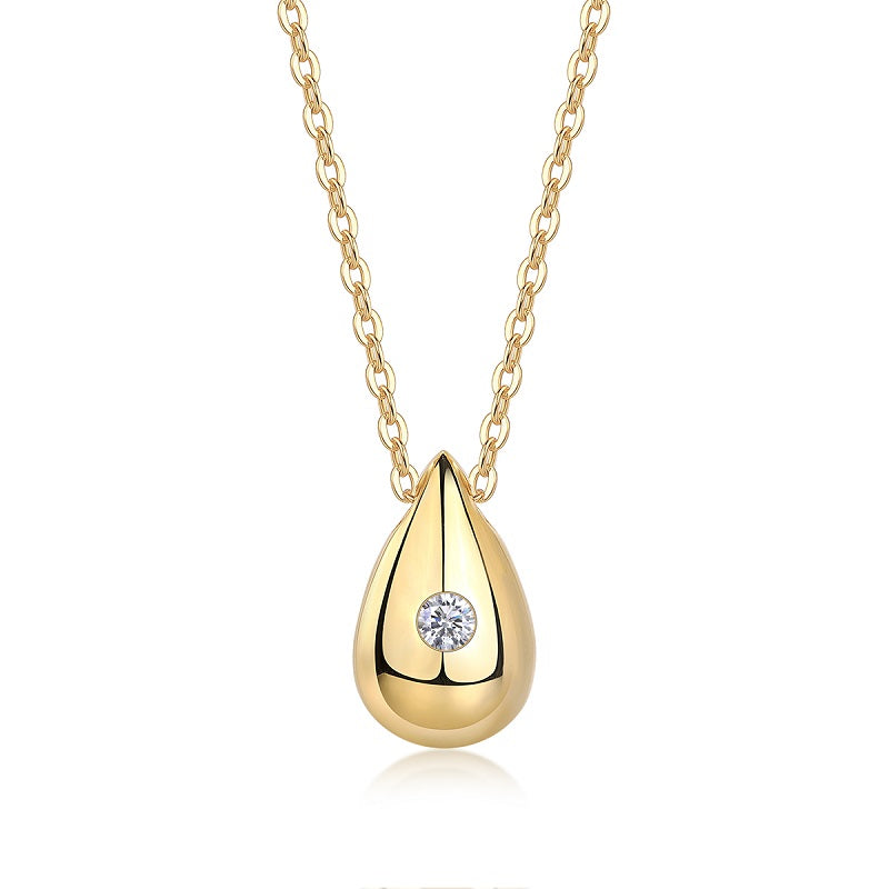 Dreamy Water Drop - A Fashionable And Trendy Necklace Pendant Set With Top-quality Moissanite S925 Silver And Gold-plated. It Can Be Tested With A Diamond Pen