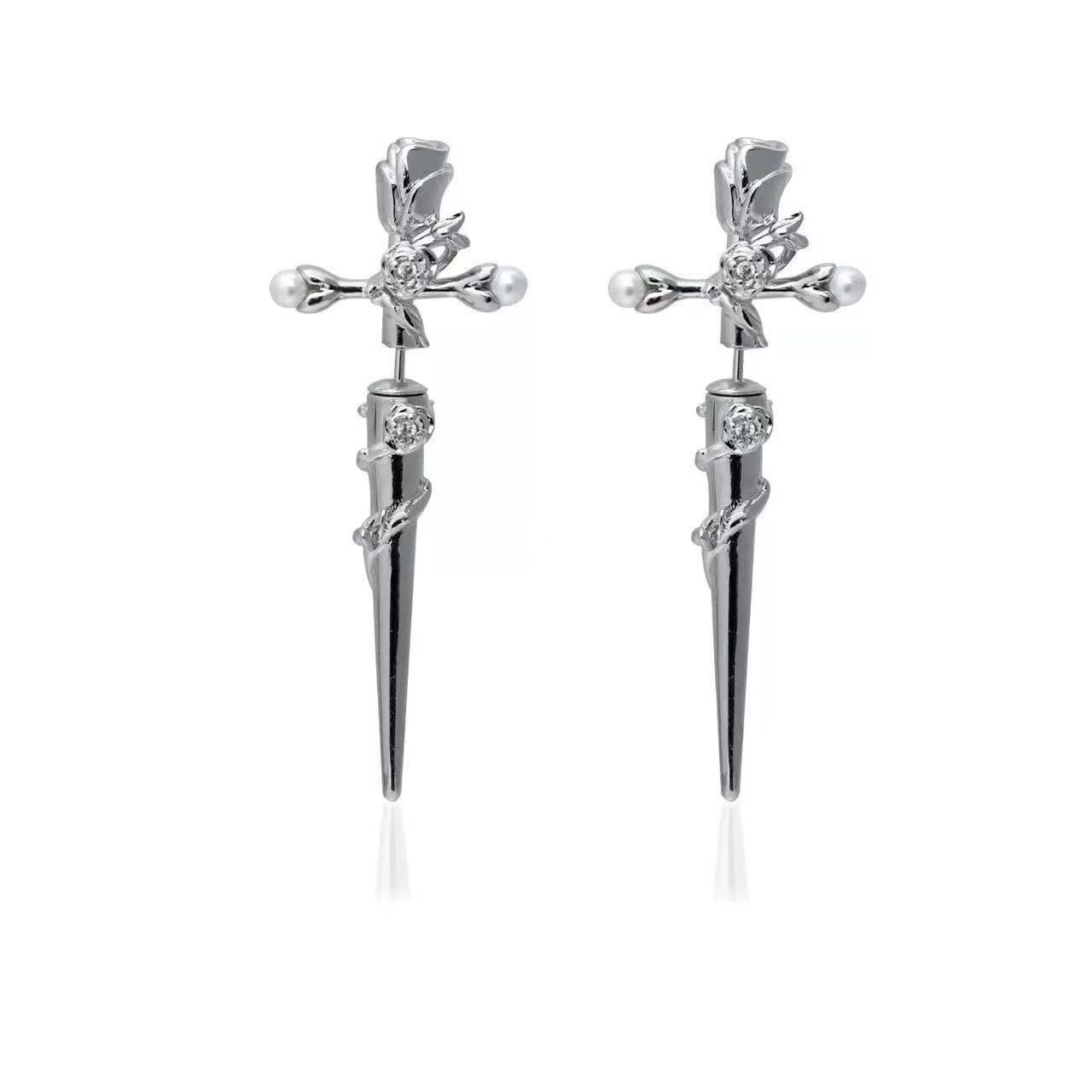 Pierced Flower Pearl Earrings In A Niche Sweet Yet Edgy Style