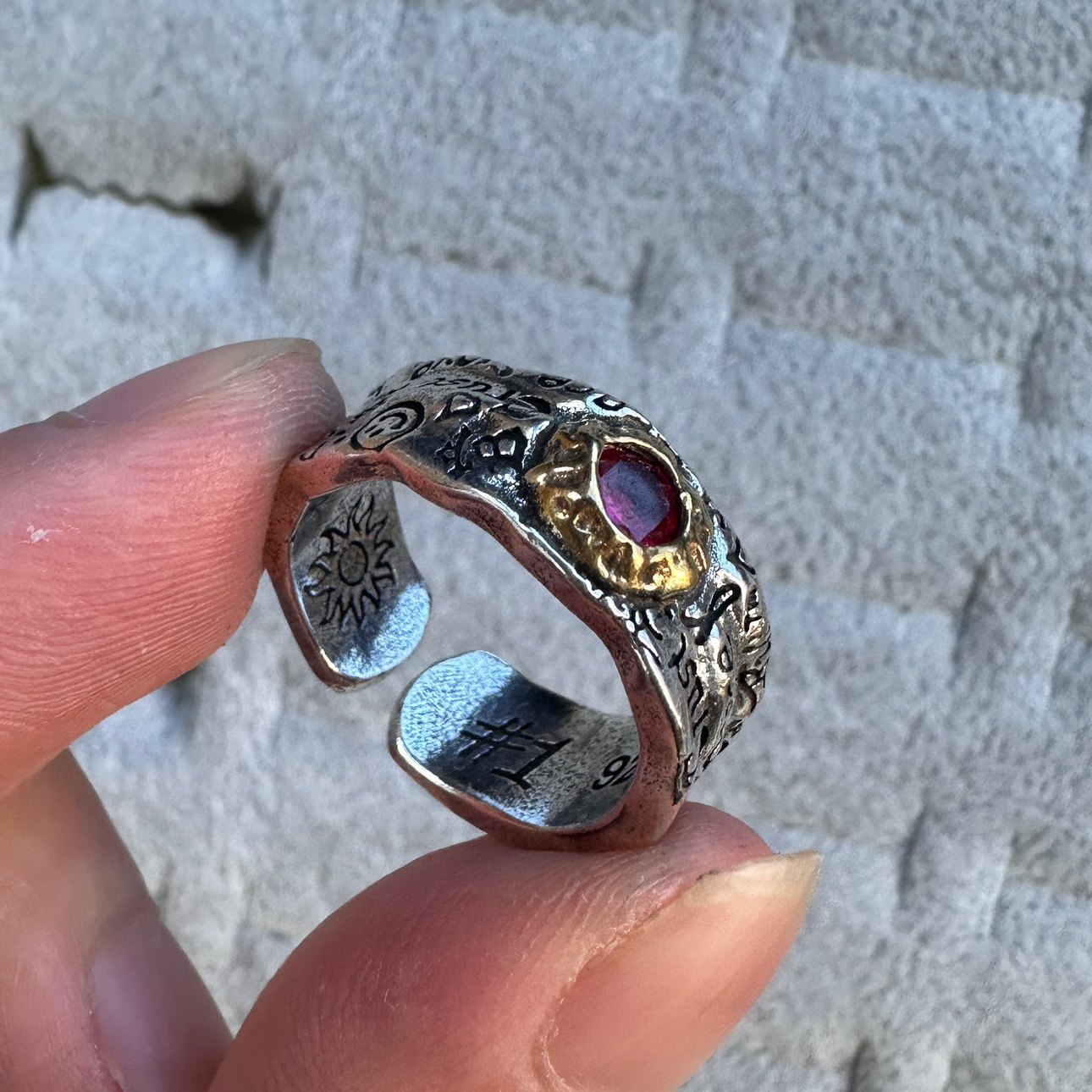 Vintage Vintage Men's Niche Adjustable Ring With An Open Mouth