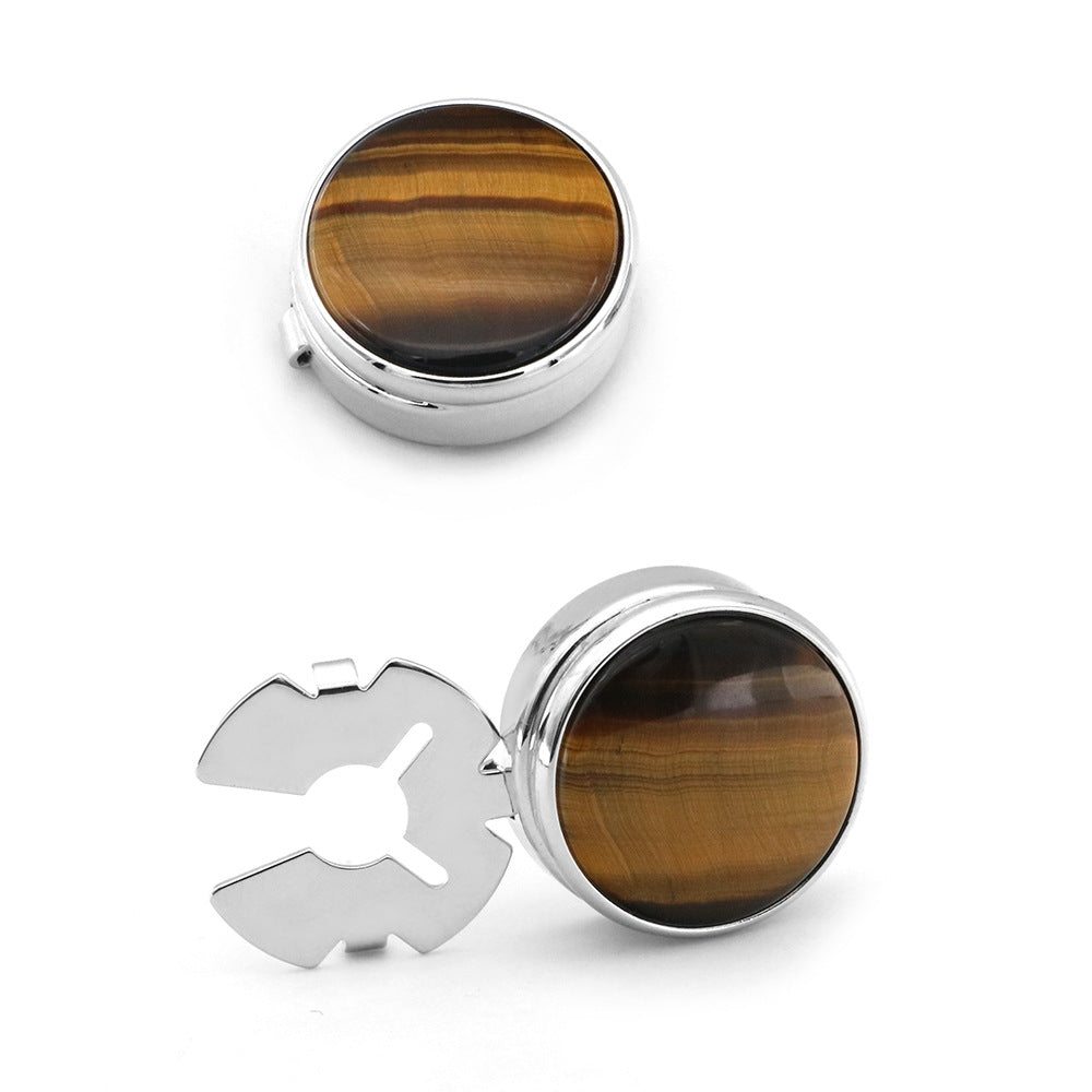 Illegal Button Men's Round Carbon Fiber Cufflink