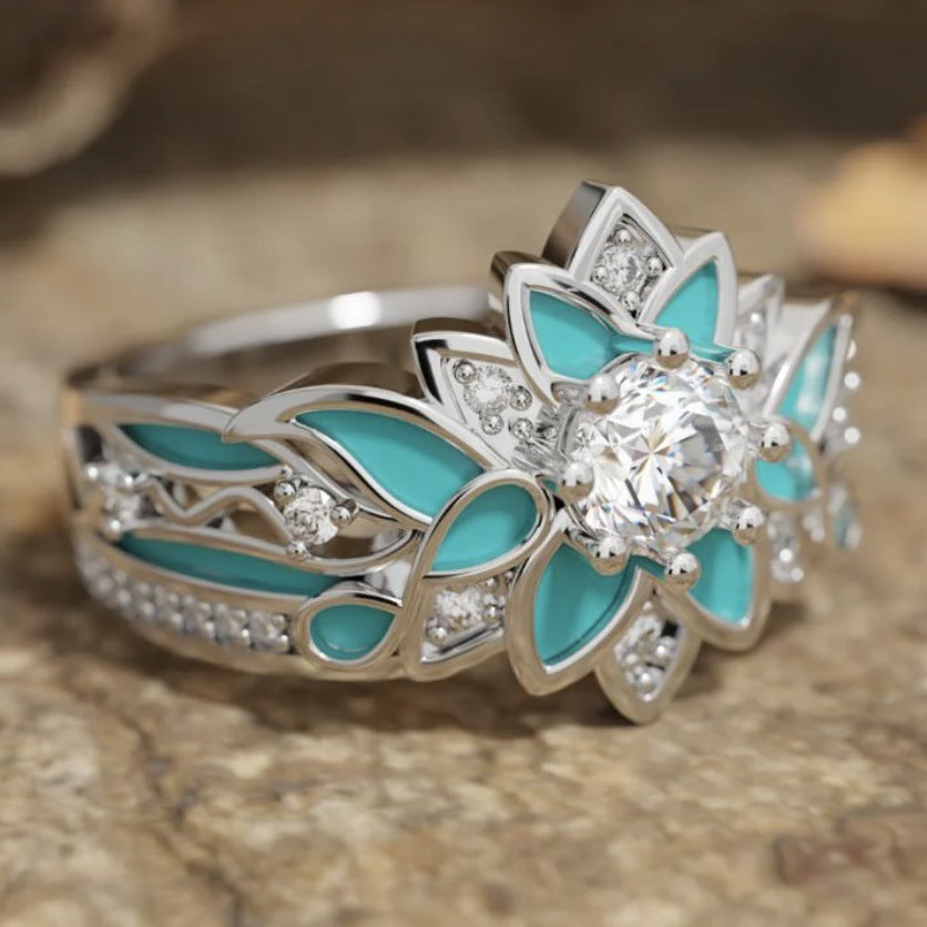 Oil-drop Ring With A Flower Design For Women