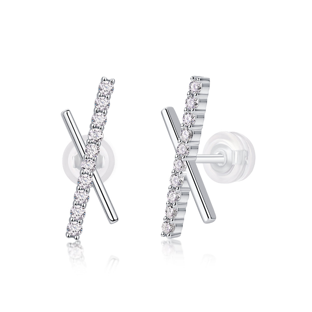 Sky Meteor - Earrings Set With Top-quality Moissanite S925, Silver And Platinum-plated Stud Earrings, A Fashionable And Trendy Accessory That Can Be Tested With A Diamond Pen
