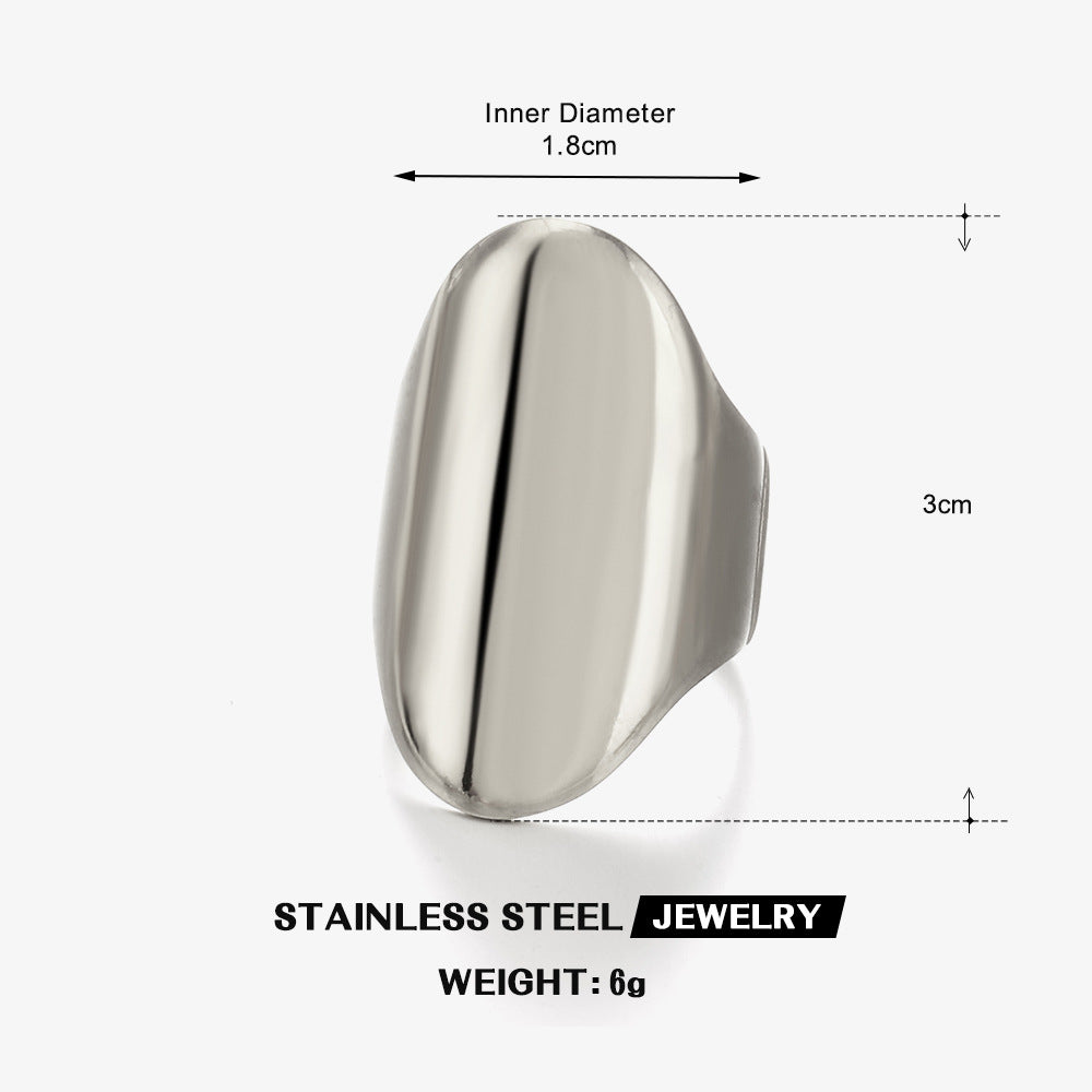 Stainless Steel Simple Style Exaggerated Thick Ring Personality