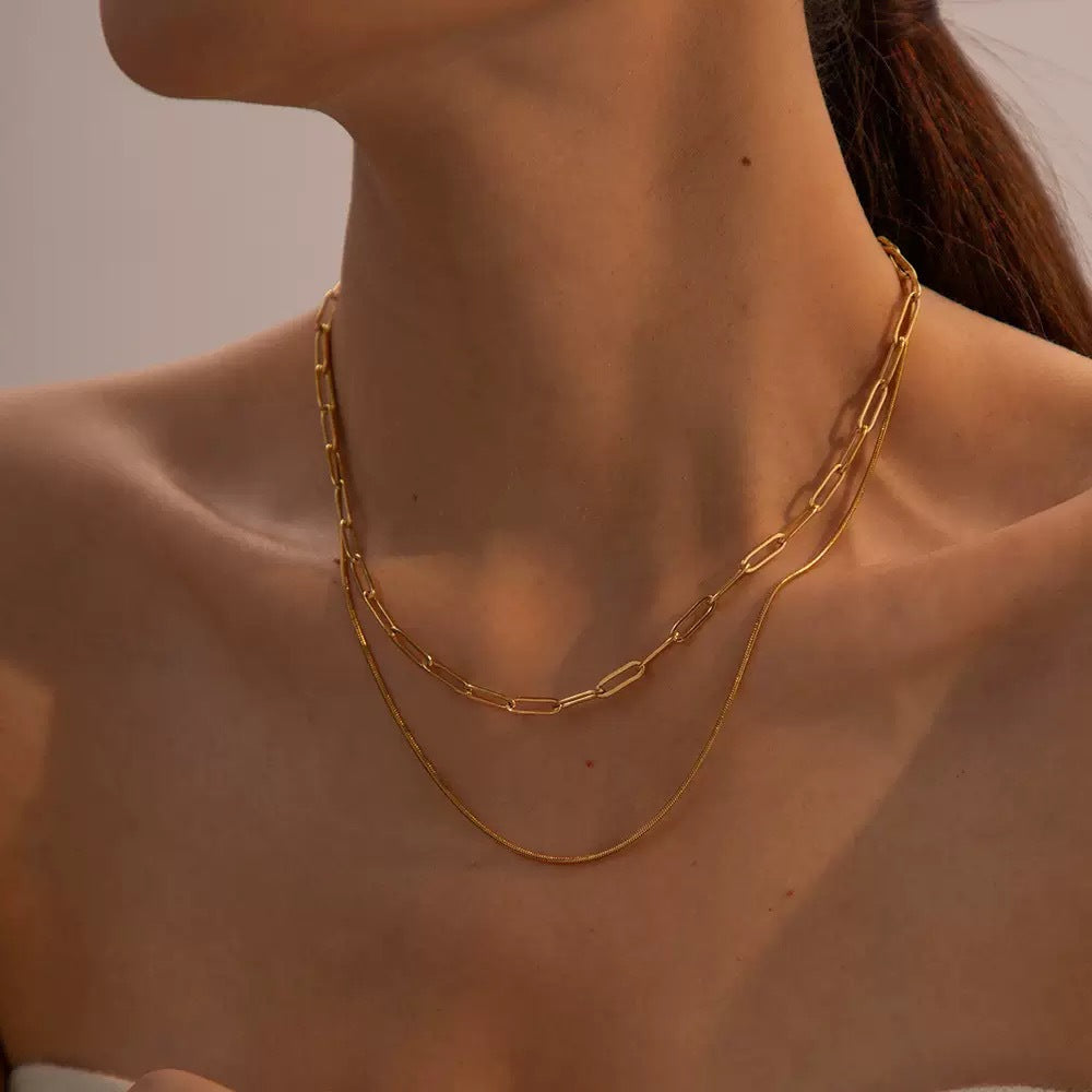 Stylish Double-layer Coiled Paperclip Necklace Minimalist And Vintage