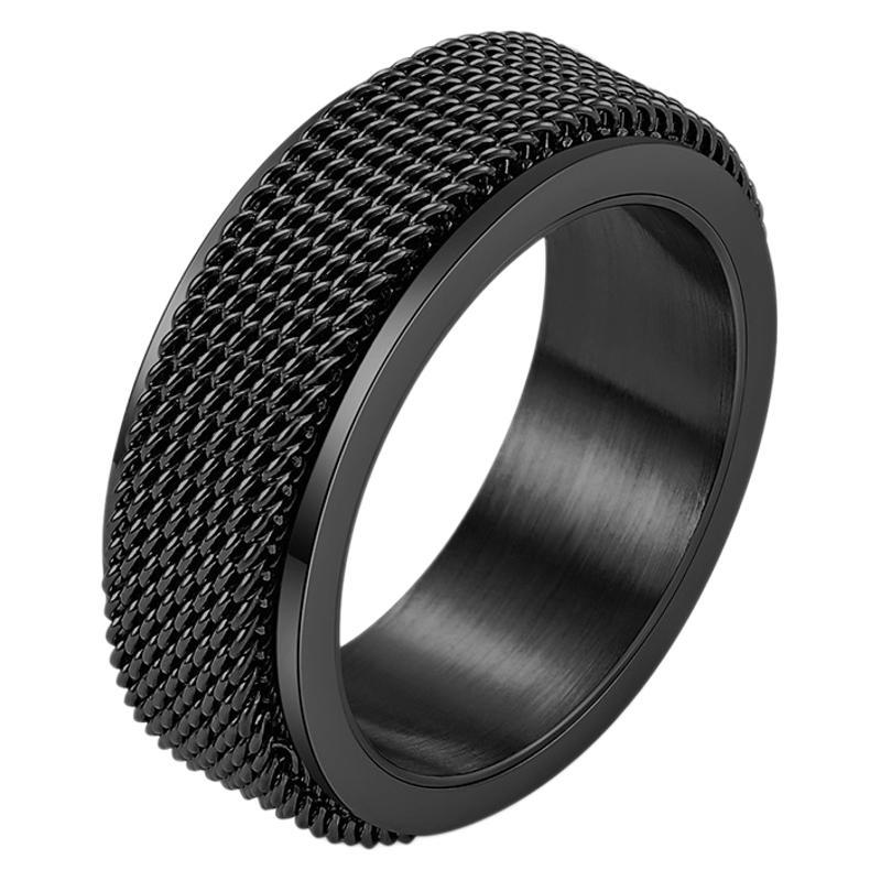 New Niche Rotatable Titanium Steel Mesh Ring With A Braided Design