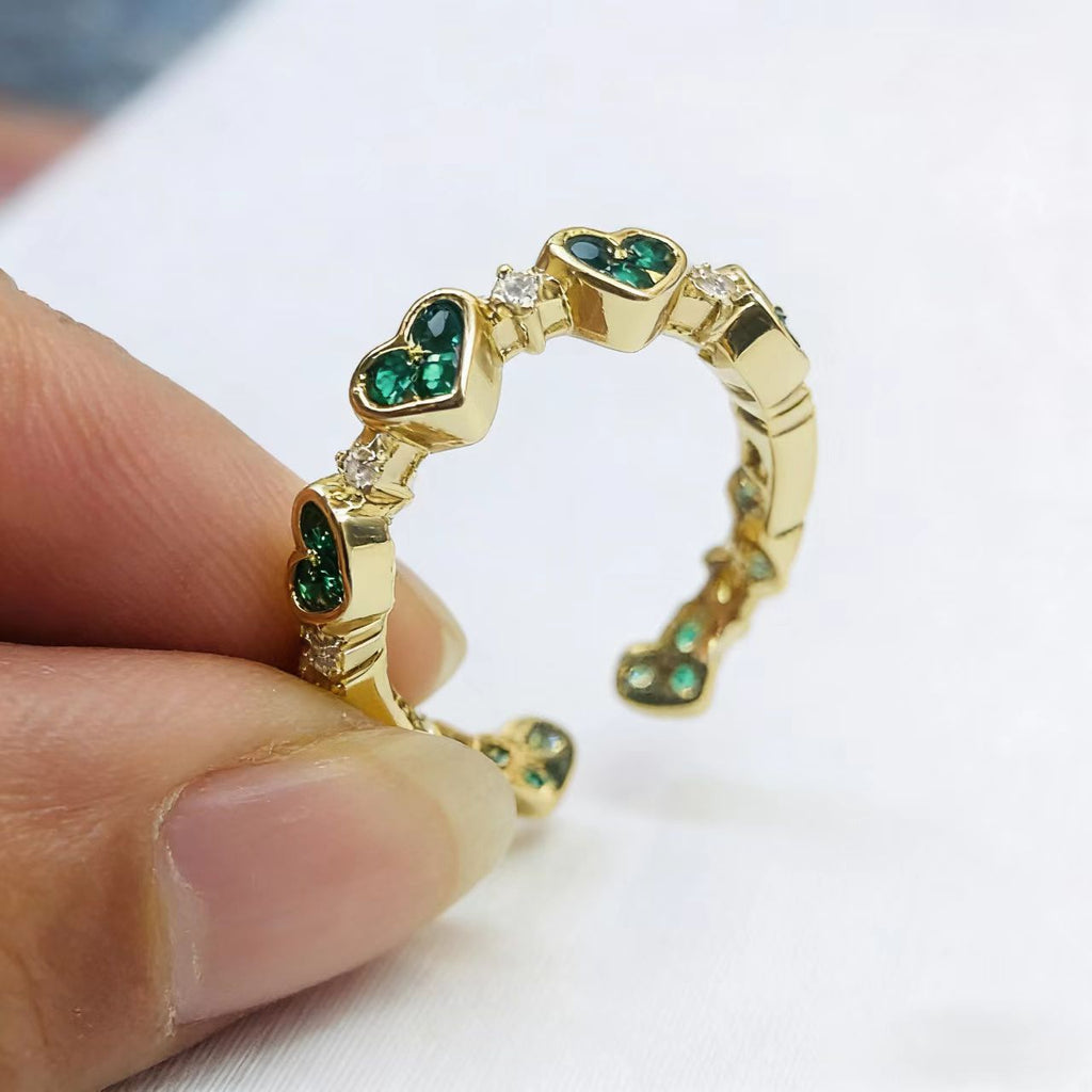 Personalized Copper Heart-shaped Ring With Zircon Accents And An Open Design