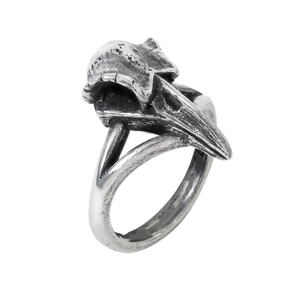 Retro Raven Skull Open Ring