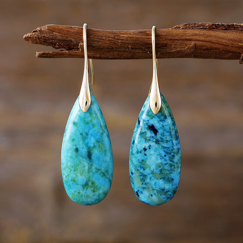 High-quality, Light-luxury Teardrop Natural Phoenix Stone Drop Earringstrendy European And American-style Vintage Jewelry From TEMU Thats Flying Off The Shelves