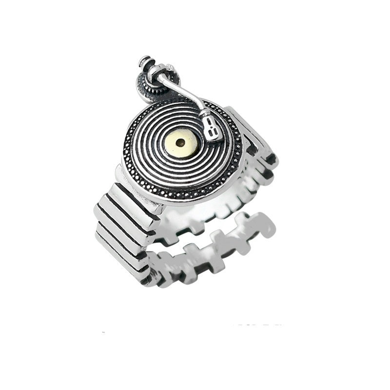 Vintage Vinyl Record Turntable Thai Silver Ring