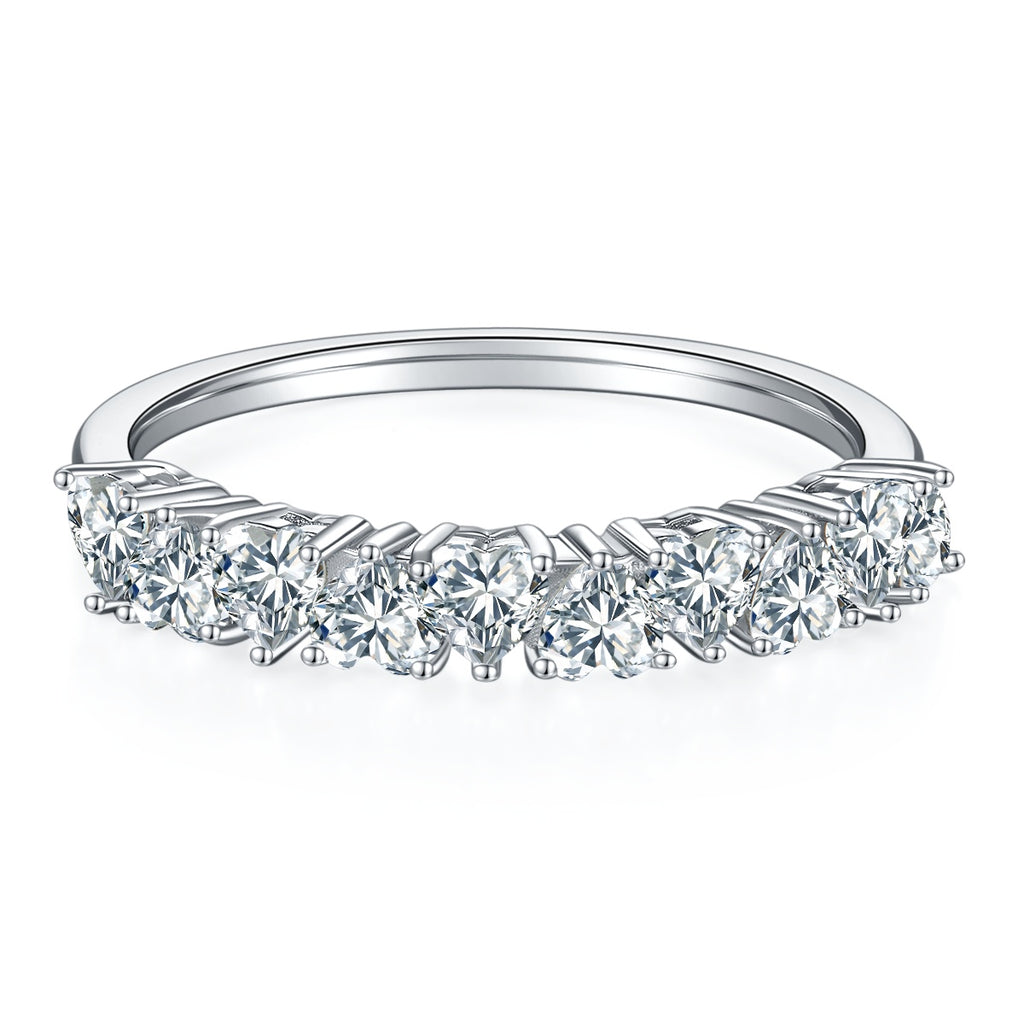 A Luxurious And Fashionable Light Luxury Jewelry Silver Ring Set With Top-quality Moissanite, S925 Silver Plated With Platinum