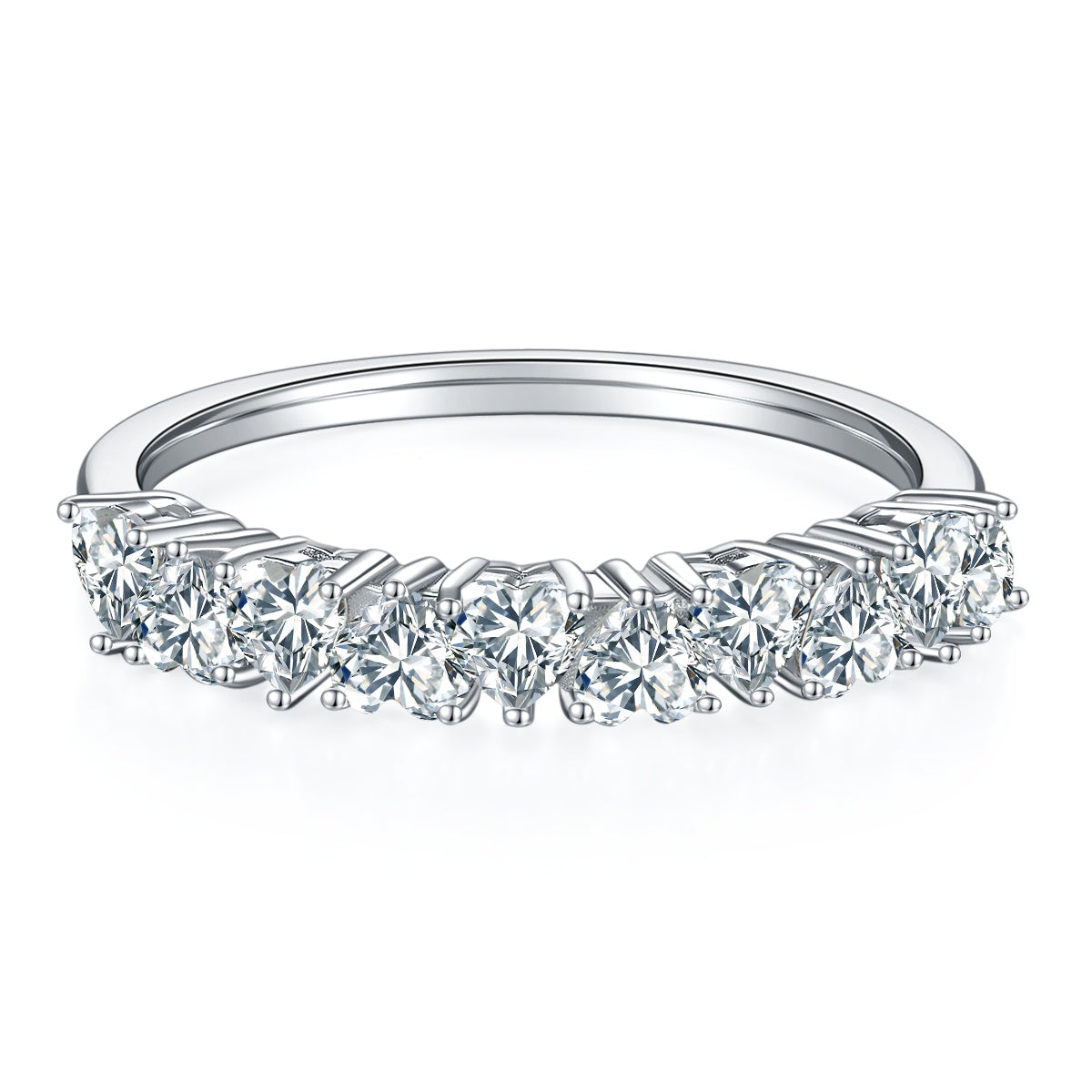 A Luxurious And Fashionable Light Luxury Jewelry Silver Ring Set With Top-quality Moissanite, S925 Silver Plated With Platinum
