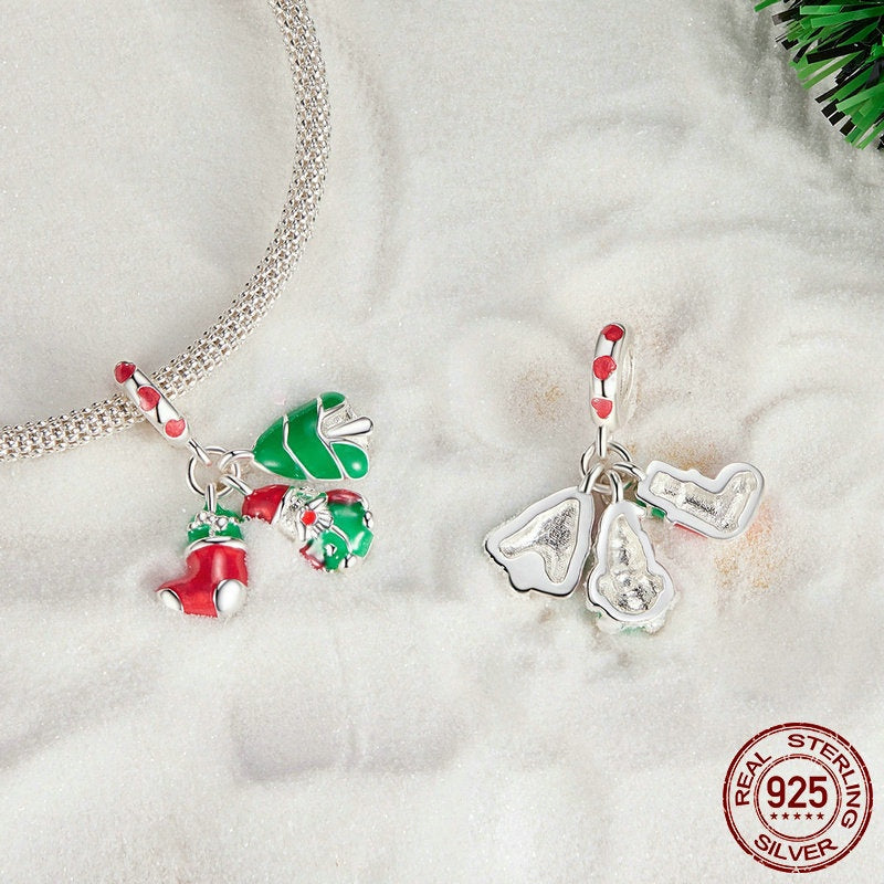 Luminous Santa Claus Diy Bracelet S925 Sterling Silver Beads