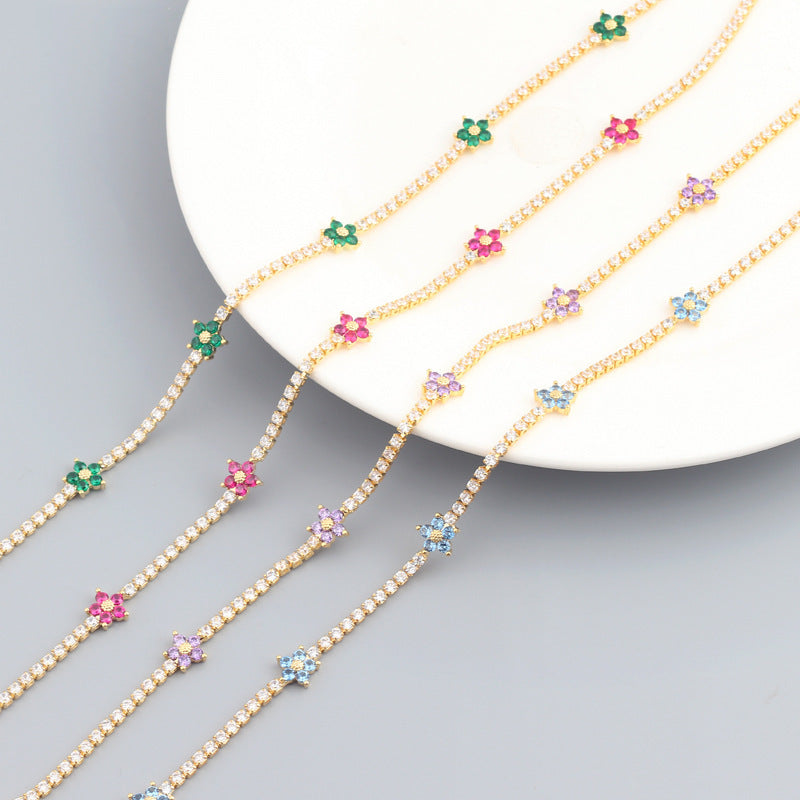 Flower Necklace With Delicate Micro-paved Zircons