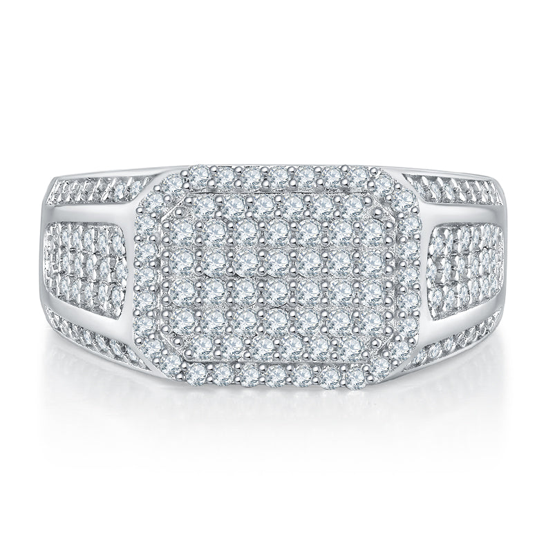 Men's Luxury And Fashionable Light Luxury Jewelry Silver Ring S925 Silver-plated Platinum Set With Top-quality Moissanite