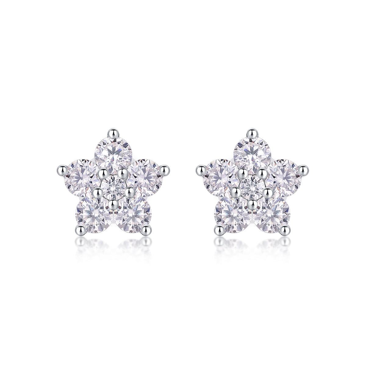 Paris Flower - Earrings Set With Top-quality Moissanite S925, Silver And Platinum-plated Stud Earrings, A Fashionable And Trendy Accessory That Can Be Tested With A Diamond Pen