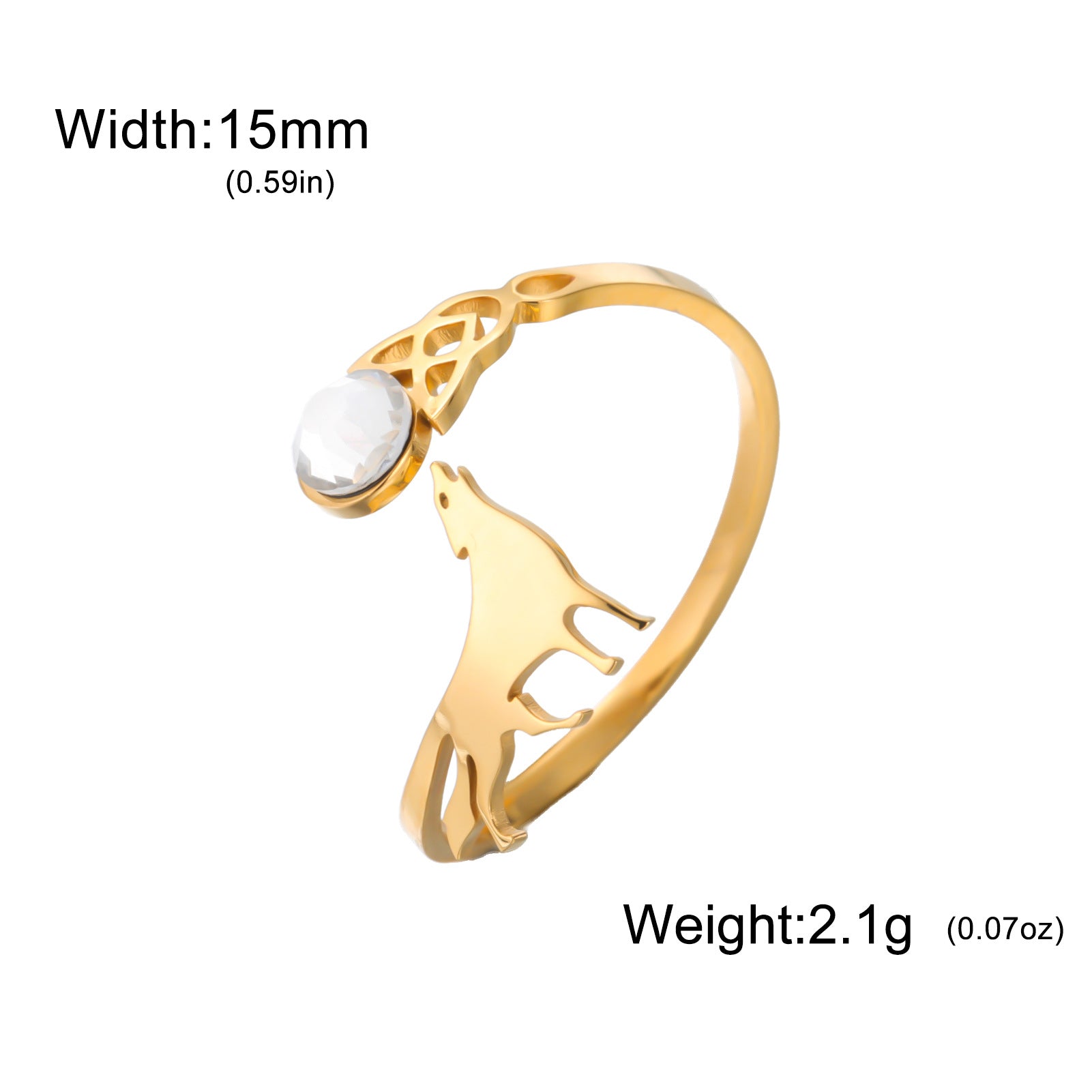 Micro-inlaid Zircon Water-drop Phoenix And Wolf Open Ring