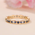 Golden Royal Blue Diamond-Edged White Diamond Light Luxury Women's Ring