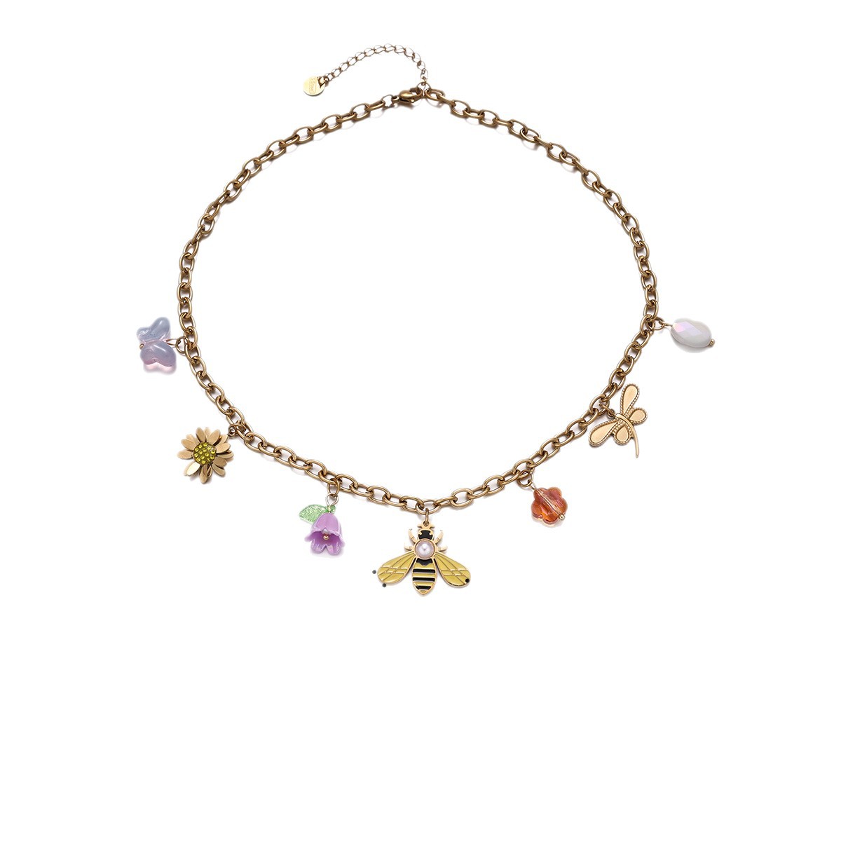 Exquisite Bee Dragonfly Multiple Pendant Titanium Steel Necklace