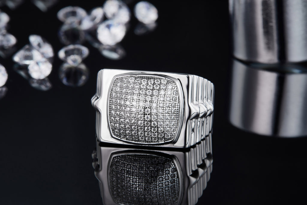 Men's Luxury And Fashionable Light Luxury Jewelry Silver Ring S925 Silver-plated Platinum Set With Top-quality Moissanite