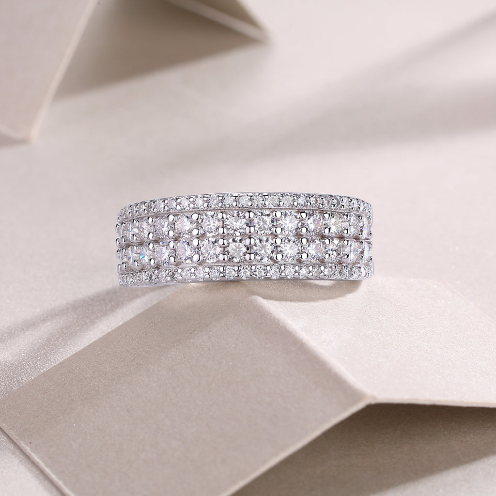 A Turn Of Luck - A Wedding Ring Set With Top-quality Moissanite S925 Silver And Platinum-plated Diamond Can Be Tested With A Diamond Pen