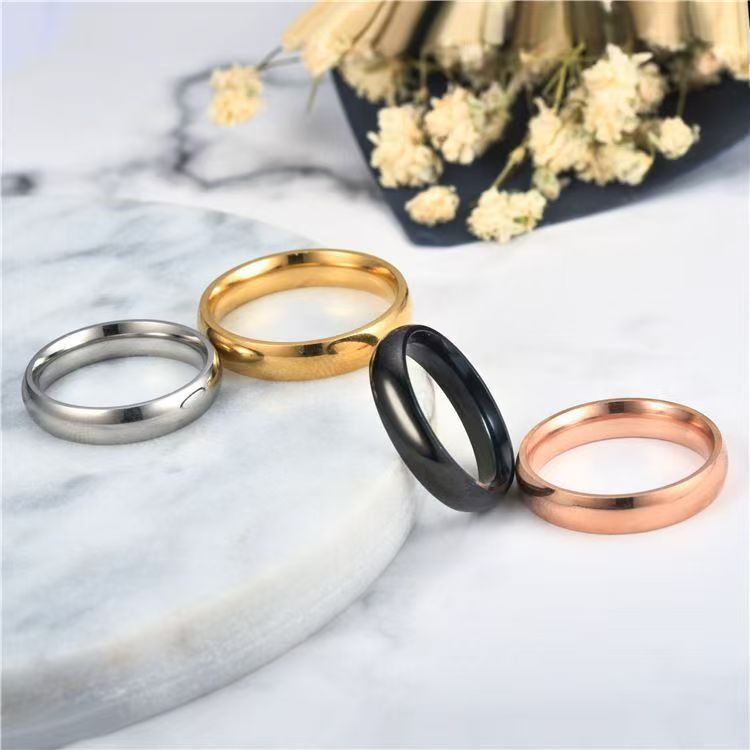 Stylish Non-fading Geometric Round Couple Rings With Advanced Electroplating
