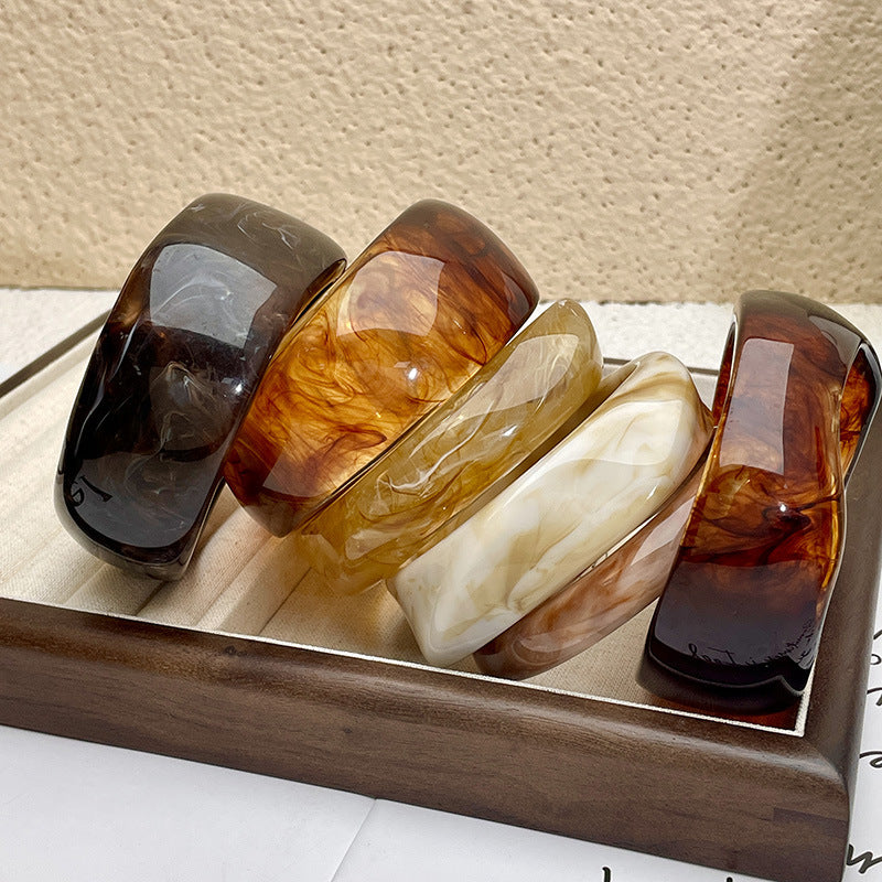 Irregular Acrylic Wide-Edge Bracelet For Women