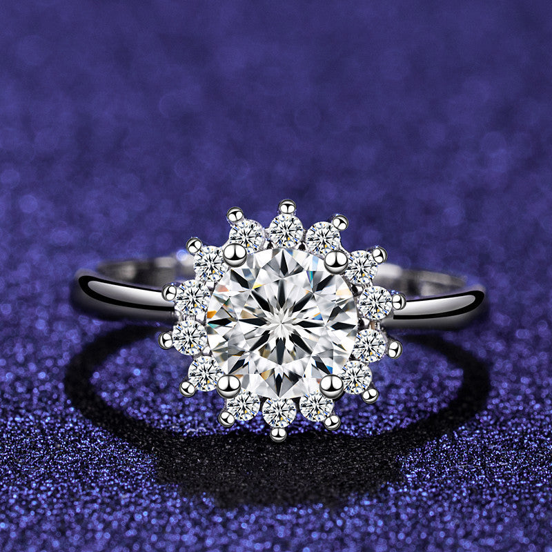 Womens Fashionable Casual Sunflower Adjustable Ring