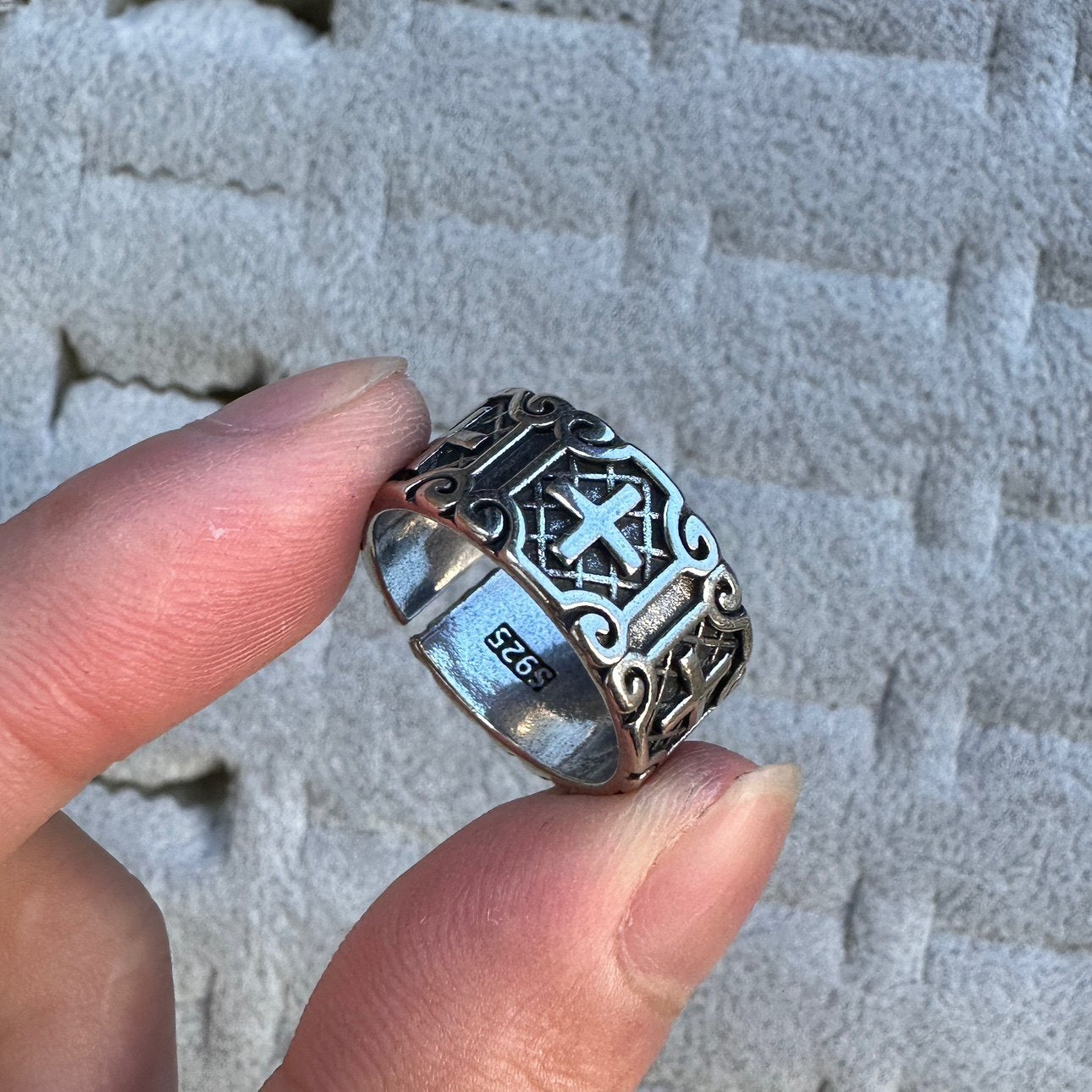 Vintage Vintage Men's Niche Adjustable Ring With An Open Mouth