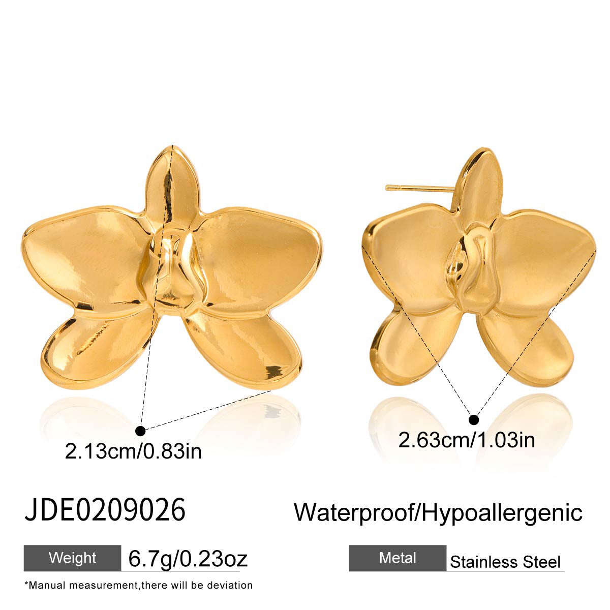 Classic Minimalist Stainless Steel Orchid Earrings With A Chic Butterfly Design