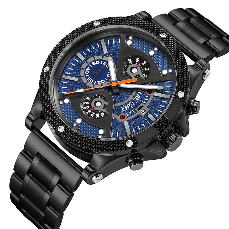 Steel Belt Multifunctional Sports Watch Men's Waterproof Luminous