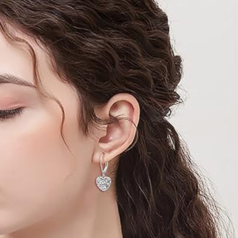 Womens Heart-Shaped Hollow-Design Earrings
